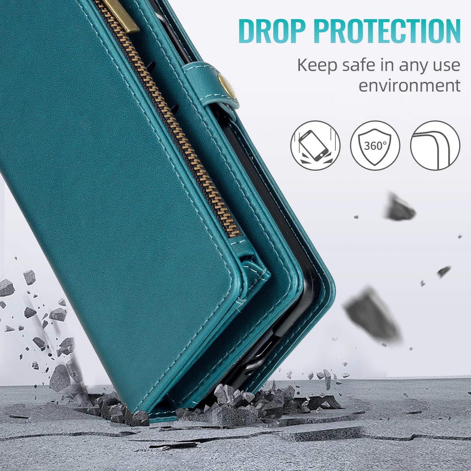 Multifunctional Leather Case for Samsung Galaxy Z Fold 5 4 3 Fold5 Fold4 Fold3 5G Phone Bags Cover Pen&Card Slots Wallet Holster