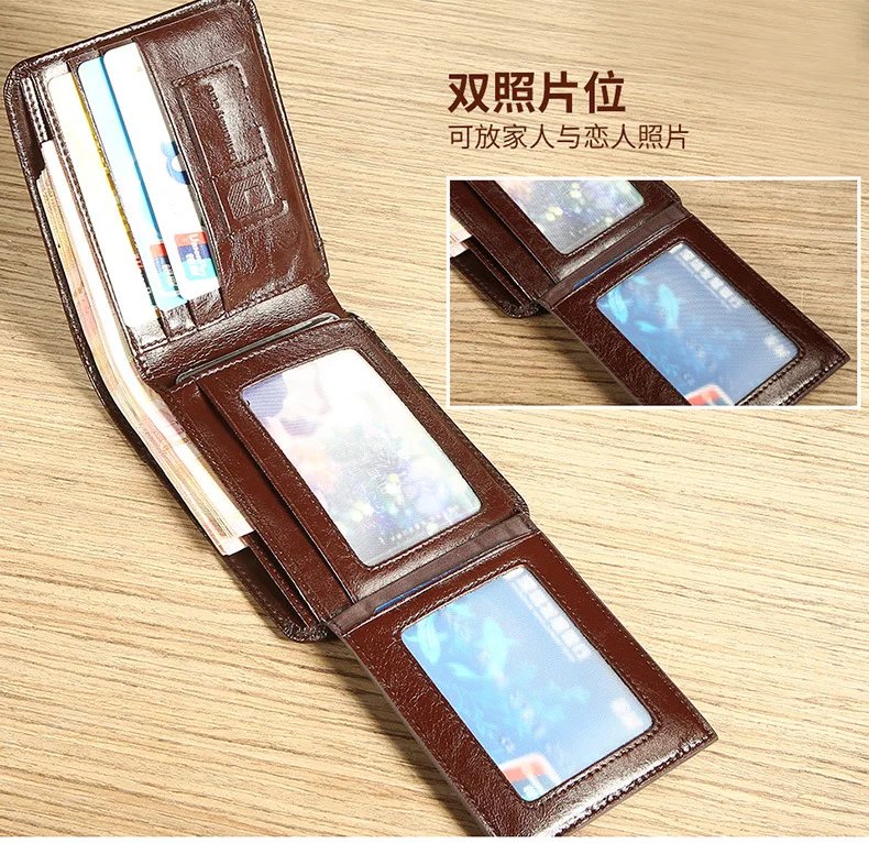 【Genuine Cowhide Leather】Hot Sale Men's Wallet Luxury Original Short Tri-Fold First Layer Cowhide Purse Business