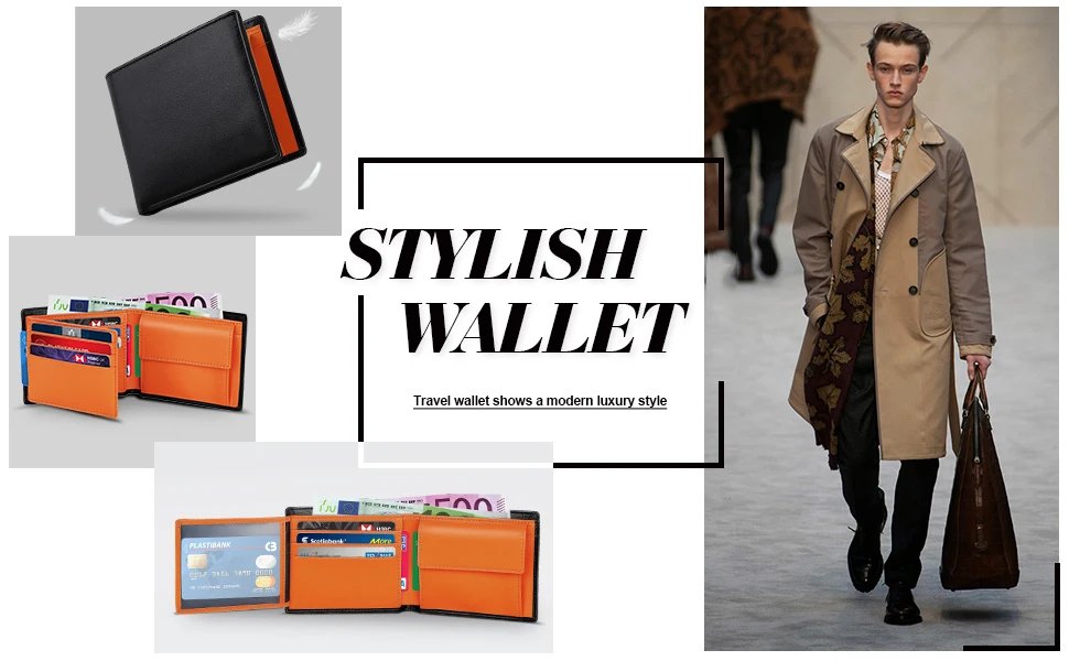 2024 Genuine Leather Wallet Men Slim RFID Classic Soft Solid Purse Card Holder Coin Pocket ID Window Minimalist Wallets