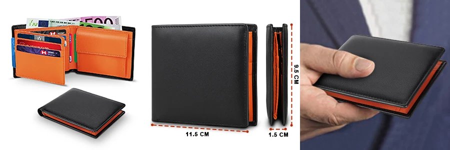 2024 Genuine Leather Wallet Men Slim RFID Classic Soft Solid Purse Card Holder Coin Pocket ID Window Minimalist Wallets