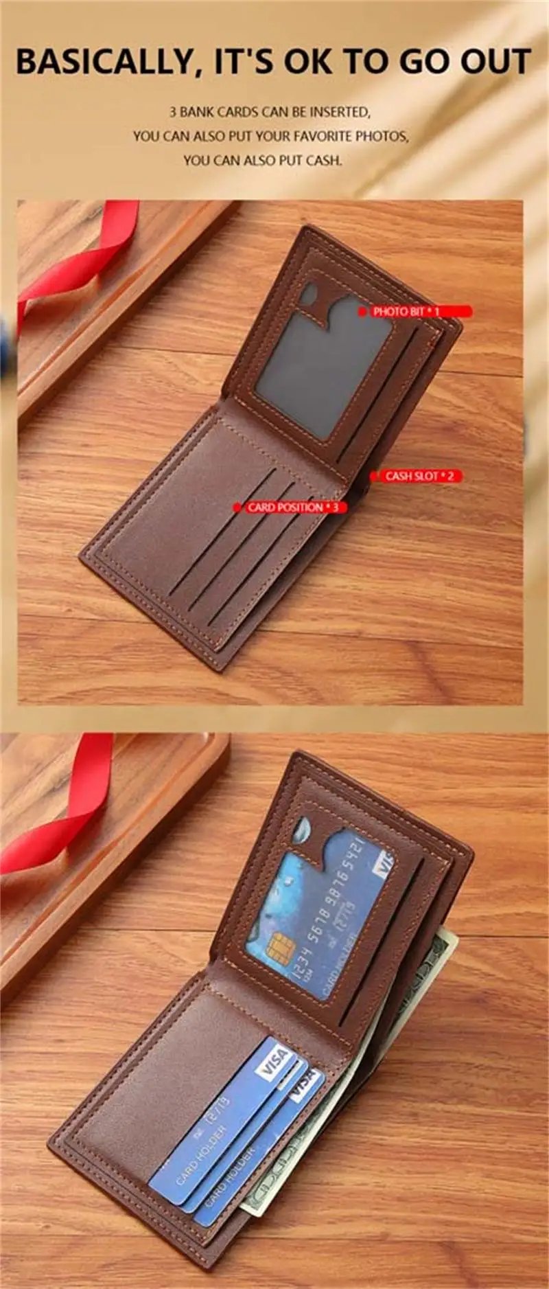 Men&rsquo;S Pu Leather Business Wallets Coin Bags Purses Dollar Slim Large Capacity Male Multifunctional Casual Wallet Card Holders