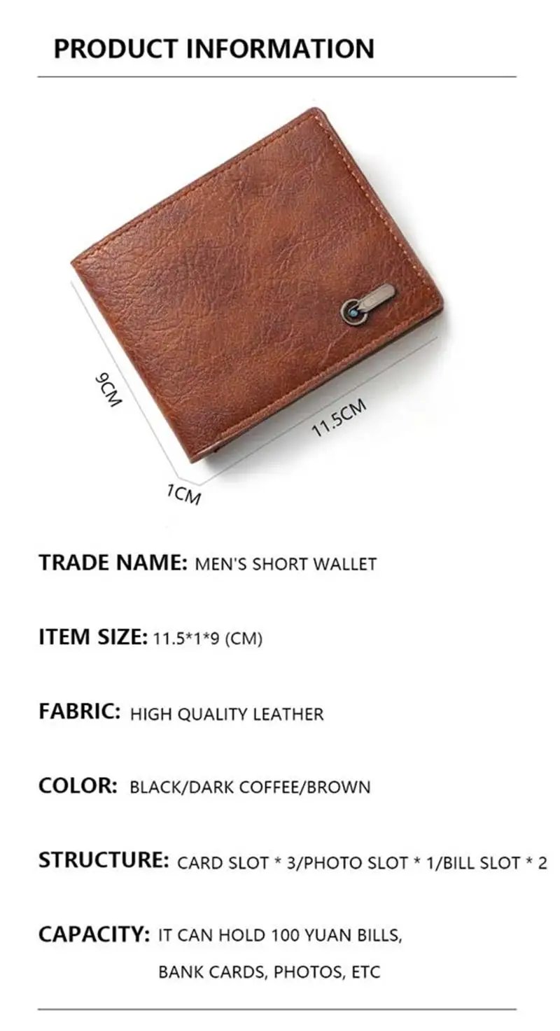 Men&rsquo;S Pu Leather Business Wallets Coin Bags Purses Dollar Slim Large Capacity Male Multifunctional Casual Wallet Card Holders