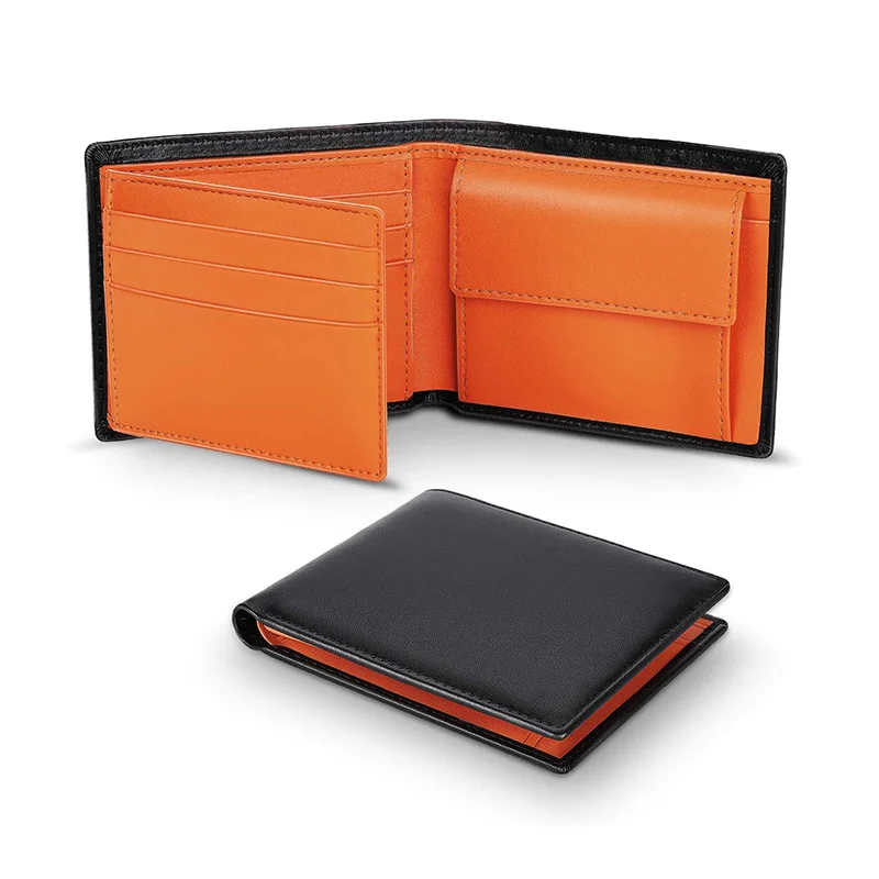 Custom name 100% Genuine Leather RFID Blocking Slim Trifold Men Wallets with Coin Pocket and ID Window Minimalist Wallet for Men Custom name 100% Genuine Leather RFID Blocking Slim Trifold Men Wallets with Coin Pocket and ID Window Minimalist Wallet for Men