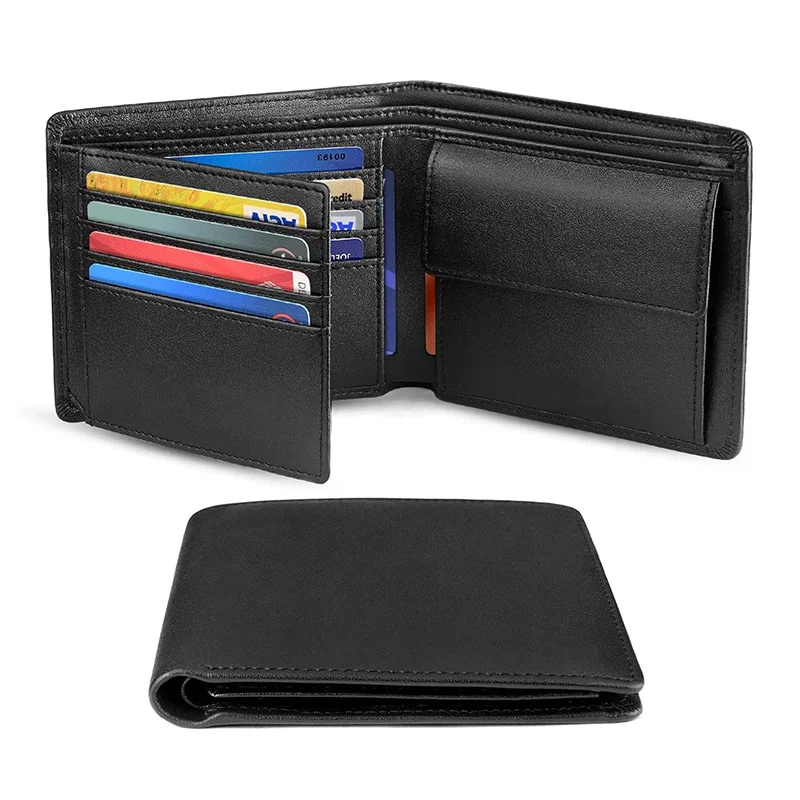 Custom name 100% Genuine Leather RFID Blocking Slim Trifold Men Wallets with Coin Pocket and ID Window Minimalist Wallet for Men Custom name 100% Genuine Leather RFID Blocking Slim Trifold Men Wallets with Coin Pocket and ID Window Minimalist Wallet for Men