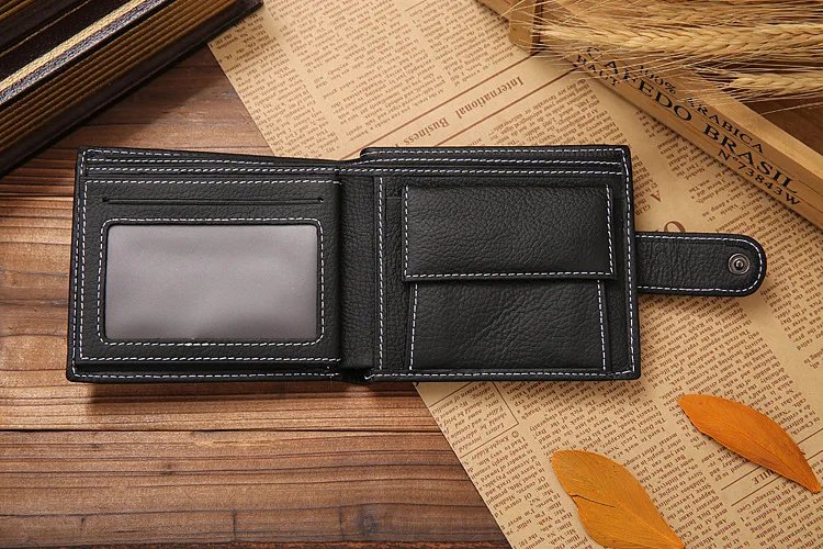 Leather Men Wallets Cow Leather Solid Sample Style Zipper Purse Man Card Horders Famous Brand High Quality Male Wallet