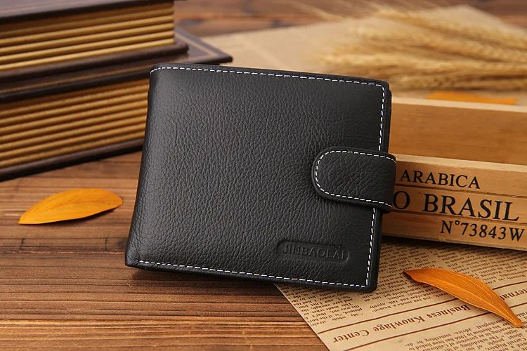Leather Men Wallets Cow Leather Solid Sample Style Zipper Purse Man Card Horders Famous Brand High Quality Male Wallet