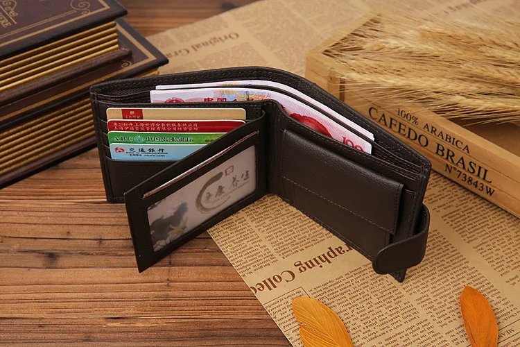 Leather Men Wallets Cow Leather Solid Sample Style Zipper Purse Man Card Horders Famous Brand High Quality Male Wallet