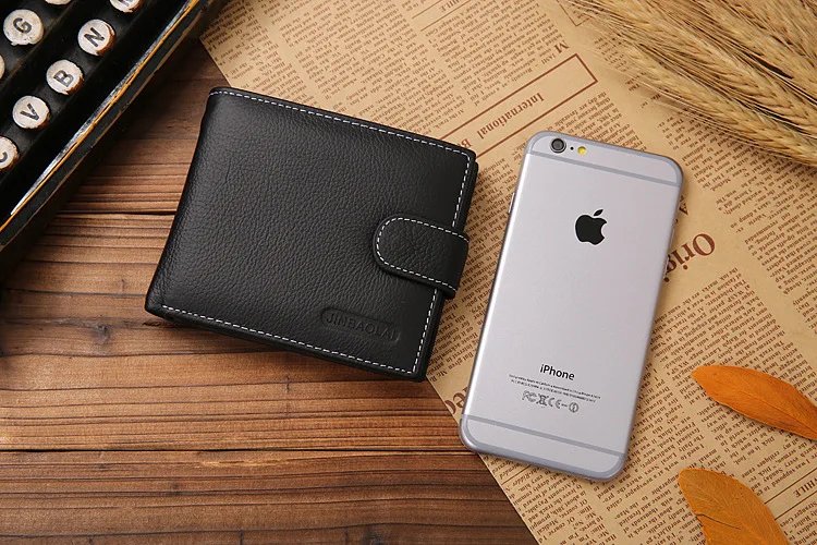 Leather Men Wallets Cow Leather Solid Sample Style Zipper Purse Man Card Horders Famous Brand High Quality Male Wallet
