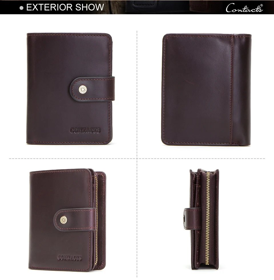 Genuine Leather RFID Vintage Wallet Men With Coin Pocket Short Wallets Small Zipper Walet With Card Holders Man Purse
