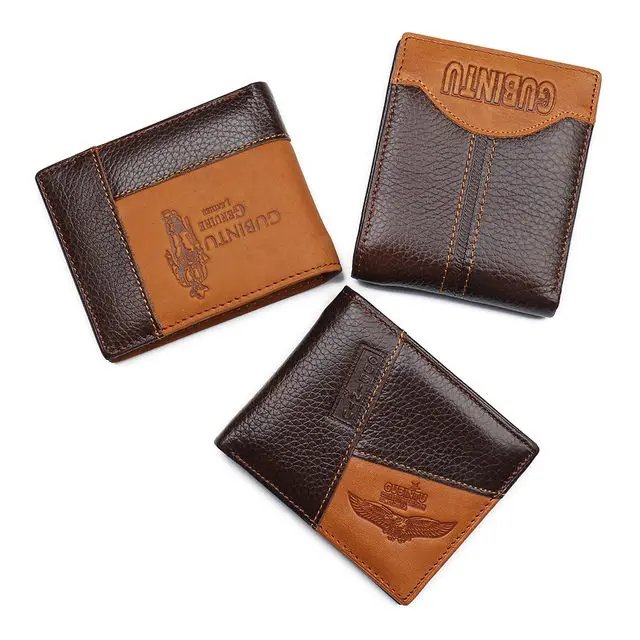 Genuine Leather Men Wallets Coin Pocket Zipper Real Men's Leather Wallet with Coin High Quality Male Purse Eagle cartera