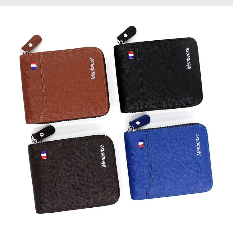 New Men's Wallet Short Korean Style Men's Zipper Bag Coin Pocket Card Holder Party Bag for Man Credit Card Holder Rfid Wallet