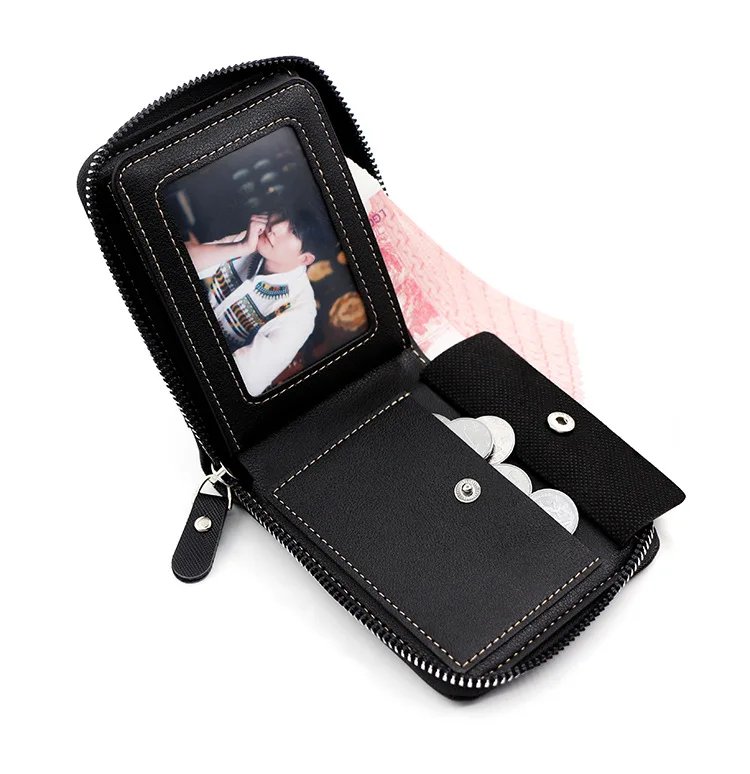 New Men's Wallet Short Korean Style Men's Zipper Bag Coin Pocket Card Holder Party Bag for Man Credit Card Holder Rfid Wallet