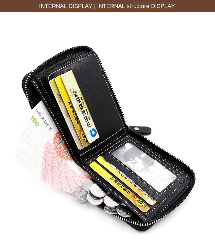 New Men's Wallet Short Korean Style Men's Zipper Bag Coin Pocket Card Holder Party Bag for Man Credit Card Holder Rfid Wallet