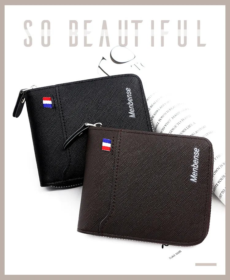 New Men's Wallet Short Korean Style Men's Zipper Bag Coin Pocket Card Holder Party Bag for Man Credit Card Holder Rfid Wallet