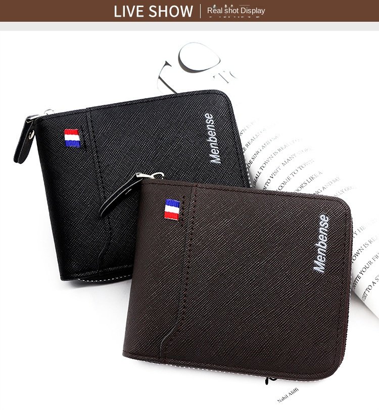 New Men's Wallet Short Korean Style Men's Zipper Bag Coin Pocket Card Holder Party Bag for Man Credit Card Holder Rfid Wallet