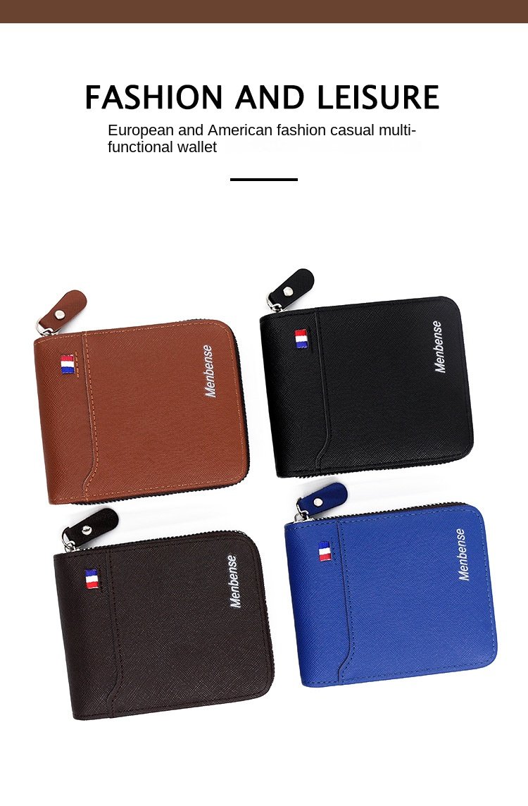 New Men's Wallet Short Korean Style Men's Zipper Bag Coin Pocket Card Holder Party Bag for Man Credit Card Holder Rfid Wallet