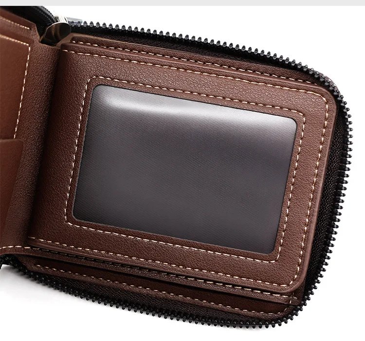 New Men's Wallet Short Korean Style Men's Zipper Bag Coin Pocket Card Holder Party Bag for Man Credit Card Holder Rfid Wallet