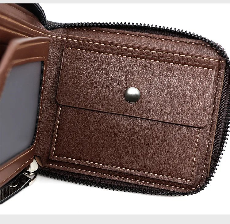 New Men's Wallet Short Korean Style Men's Zipper Bag Coin Pocket Card Holder Party Bag for Man Credit Card Holder Rfid Wallet