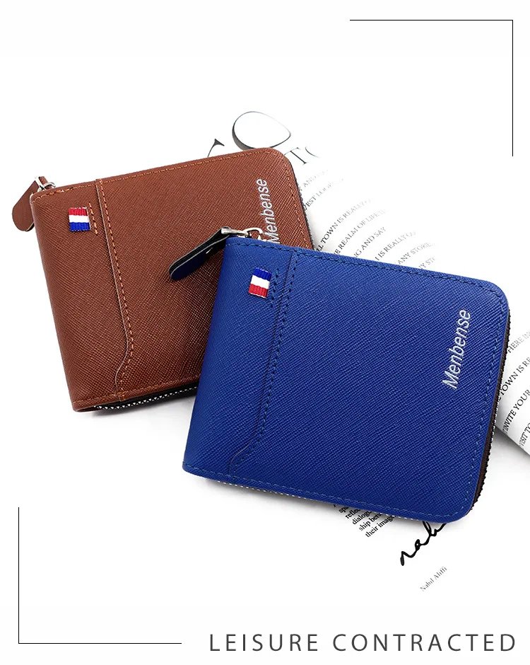 New Men's Wallet Short Korean Style Men's Zipper Bag Coin Pocket Card Holder Party Bag for Man Credit Card Holder Rfid Wallet