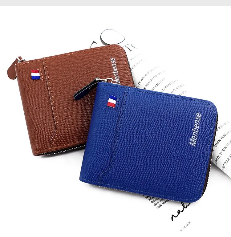 New Men's Wallet Short Korean Style Men's Zipper Bag Coin Pocket Card Holder Party Bag for Man Credit Card Holder Rfid Wallet