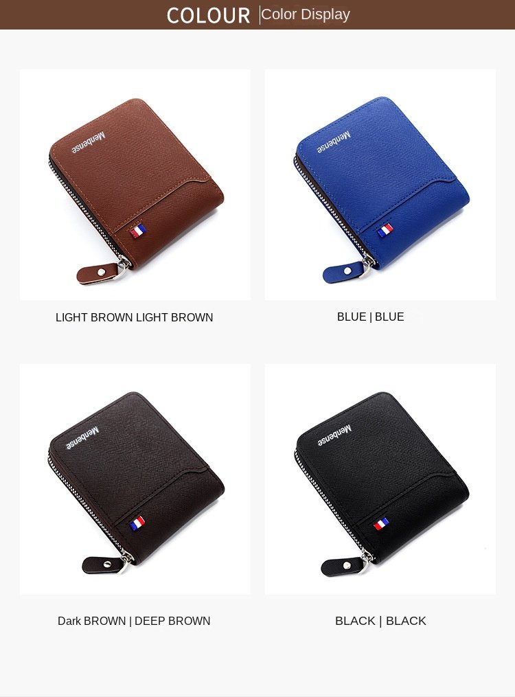 New Men's Wallet Short Korean Style Men's Zipper Bag Coin Pocket Card Holder Party Bag for Man Credit Card Holder Rfid Wallet