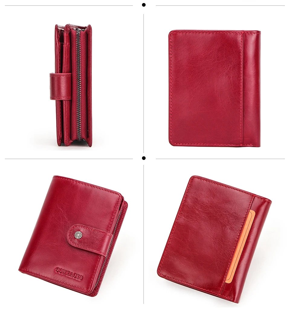 Genuine Leather Wallets Women Men Wallet Short Small RFID Blocking Card Holder Wallets Ladies Red Coin Purse Genuine Leather Wallets Women Men Wallet Short Small RFID Blocking Card Holder Wallets Ladies Red Coin Purse