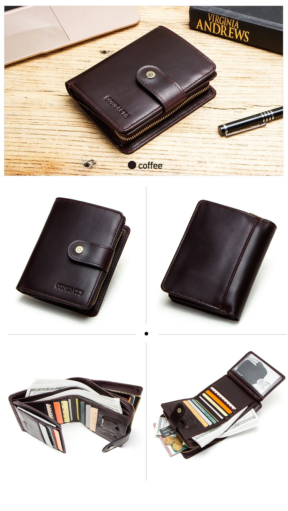 Genuine Leather Wallets Women Men Wallet Short Small RFID Blocking Card Holder Wallets Ladies Red Coin Purse Genuine Leather Wallets Women Men Wallet Short Small RFID Blocking Card Holder Wallets Ladies Red Coin Purse