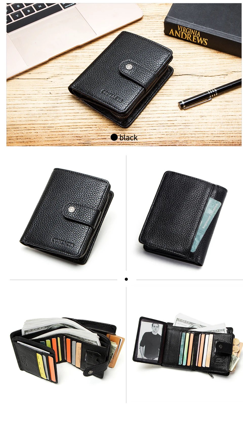 Genuine Leather Wallets Women Men Wallet Short Small RFID Blocking Card Holder Wallets Ladies Red Coin Purse Genuine Leather Wallets Women Men Wallet Short Small RFID Blocking Card Holder Wallets Ladies Red Coin Purse