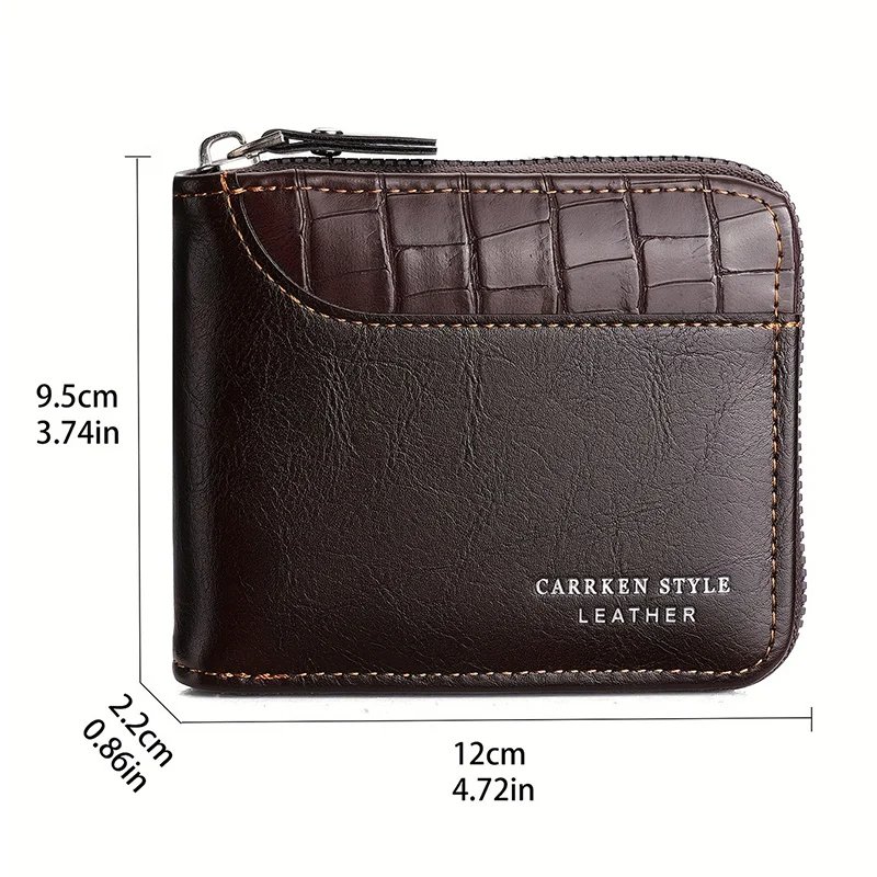 Leather Men&rsquo;s Wallet Luxury Mens Purse Male Zipper Card Holders with Coin Pocket Rfid Wallets Gifts for Men Money Bag