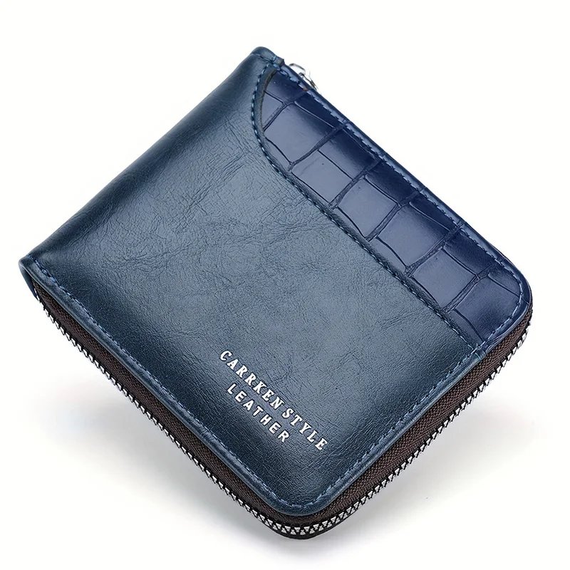 Leather Men&rsquo;s Wallet Luxury Mens Purse Male Zipper Card Holders with Coin Pocket Rfid Wallets Gifts for Men Money Bag