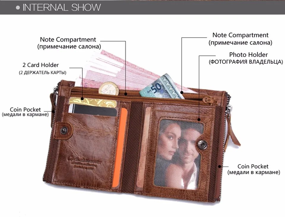 HOT Genuine Crazy Horse Cowhide Leather Men Wallet Short Coin Purse Small Vintage Wallets Brand High Quality Designer