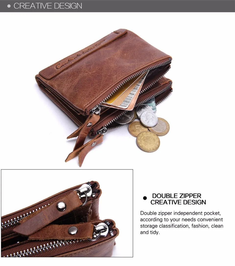 HOT Genuine Crazy Horse Cowhide Leather Men Wallet Short Coin Purse Small Vintage Wallets Brand High Quality Designer
