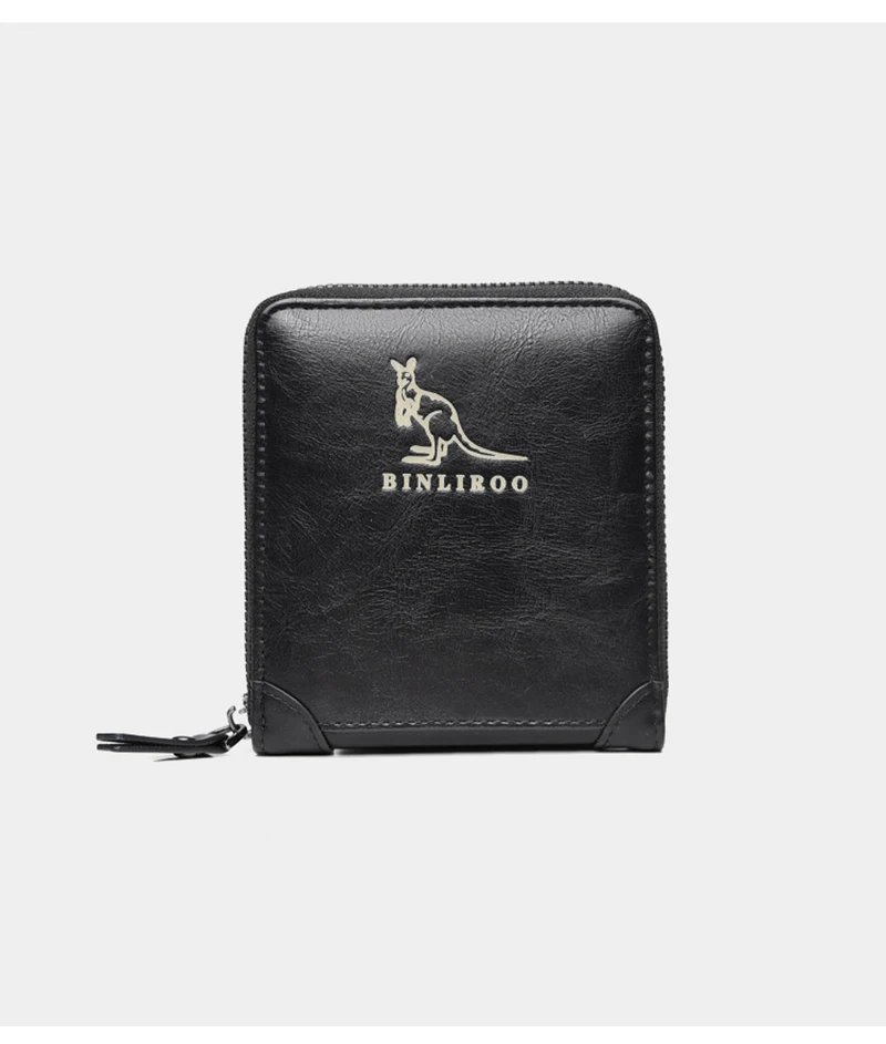 Genuine Leather Wallet for Men Zipper RFID	Card Holder Purse Portable Luxury Designer Men&rsquo;s Wallets Male Short Cardholder