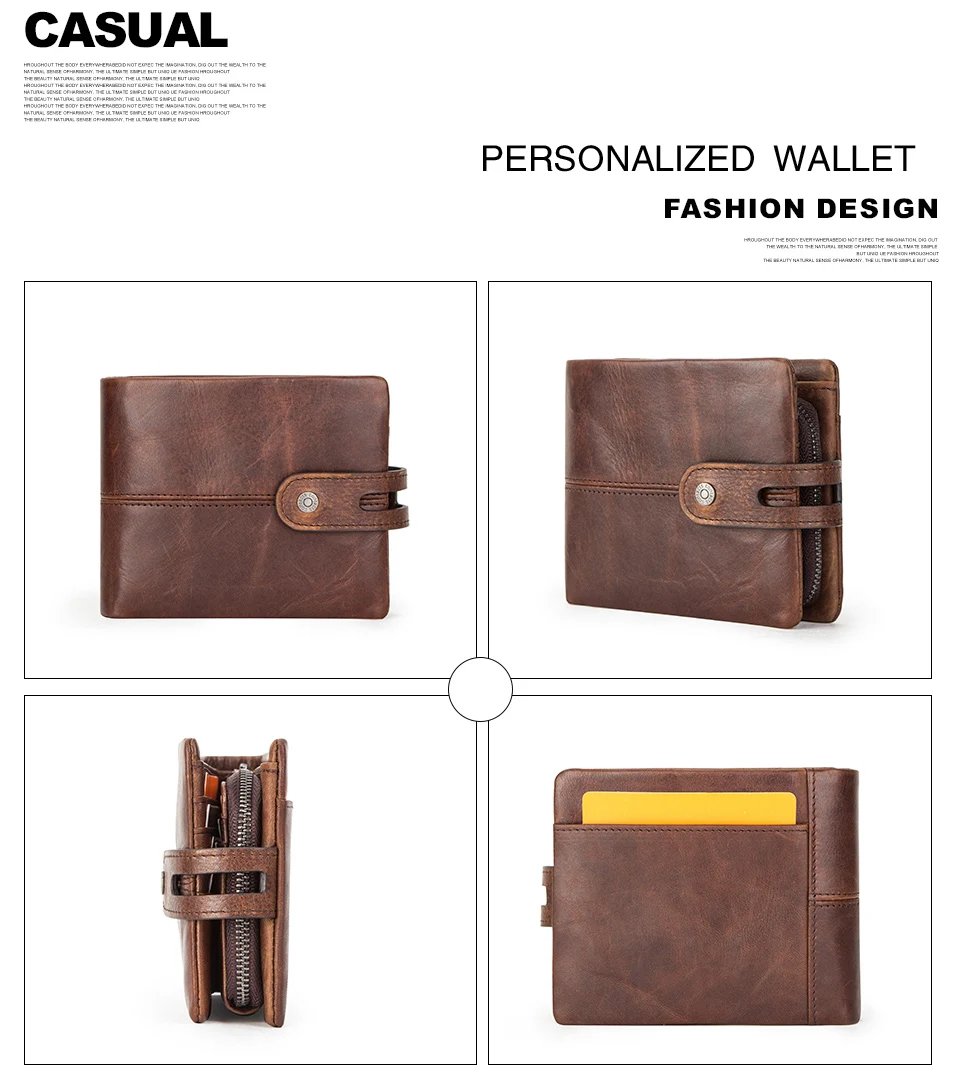 Casual Men Wallets Crazy Horse Leather Short Coin Purse Hasp Design Wallet Cow Leather Clutch Wallets Male Carteiras