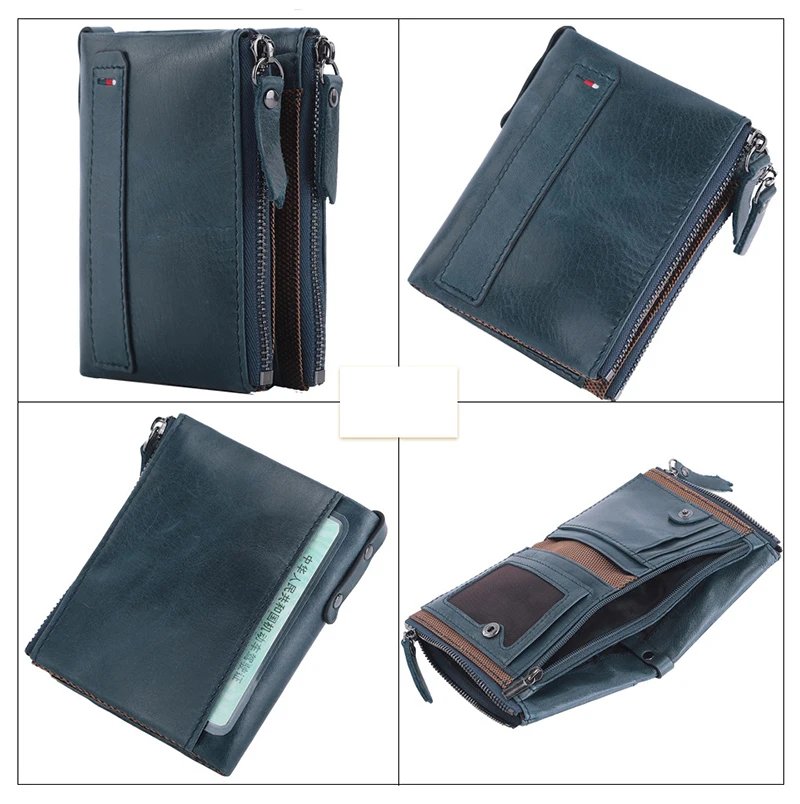 Man	Genuine Leather Wallet Luxury Designer Men Purse Card Holder Short Wallets with Zipper Pocket Men&rsquo;s	Money Bag Gift