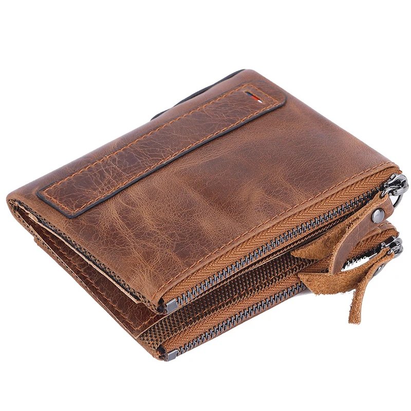 Man	Genuine Leather Wallet Luxury Designer Men Purse Card Holder Short Wallets with Zipper Pocket Men&rsquo;s	Money Bag Gift