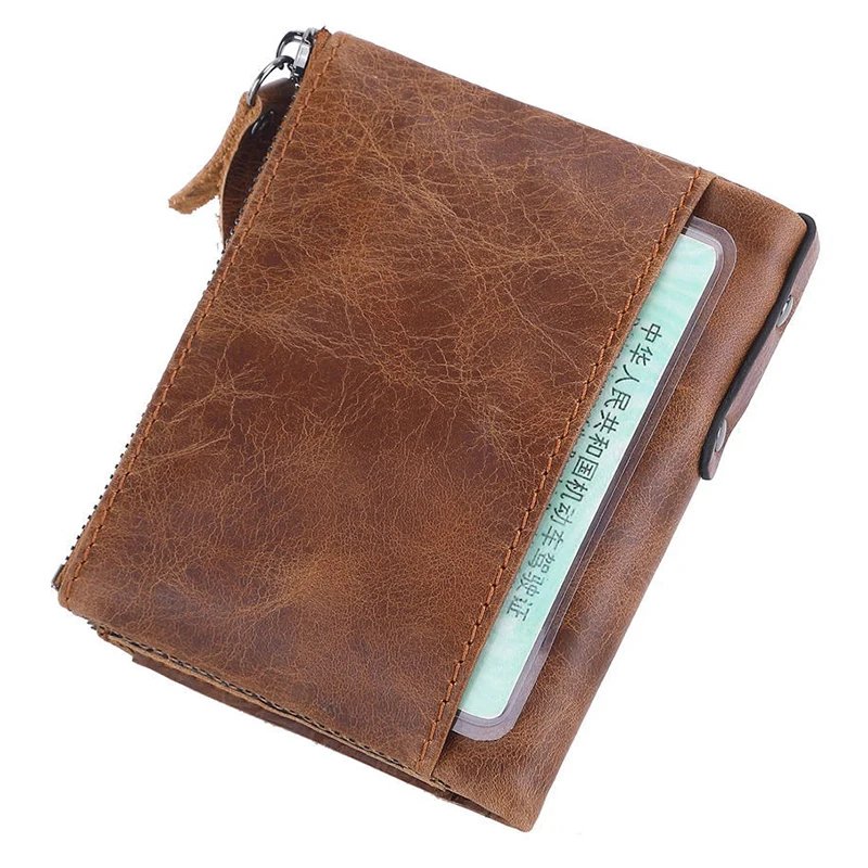 Man	Genuine Leather Wallet Luxury Designer Men Purse Card Holder Short Wallets with Zipper Pocket Men&rsquo;s	Money Bag Gift