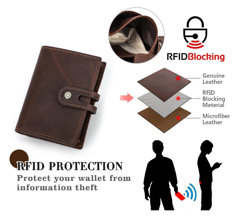 Genuine Leather AirTag Wallets for Men RFID Aluminum Card Holder Metal Wallets Zip Coin Purse Money Clip Men's Wallets