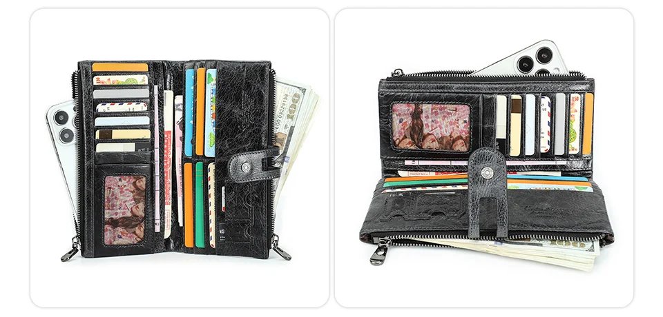 Genuine Leather Wallets for Men Long Casual Bifold Men Clutch Wallet Card Holder Coin Purse Money Clip Women's Wallets Genuine Leather Wallets for Men Long Casual Bifold Men Clutch Wallet Card Holder Coin Purse Money Clip Women's Wallets