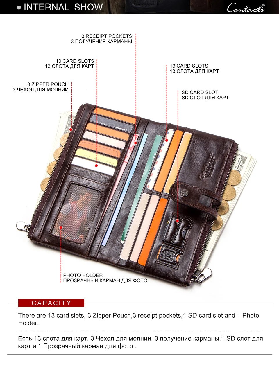 Genuine Leather Wallets for Men Long Casual Bifold Men Clutch Wallet Card Holder Coin Purse Money Clip Women's Wallets Genuine Leather Wallets for Men Long Casual Bifold Men Clutch Wallet Card Holder Coin Purse Money Clip Women's Wallets