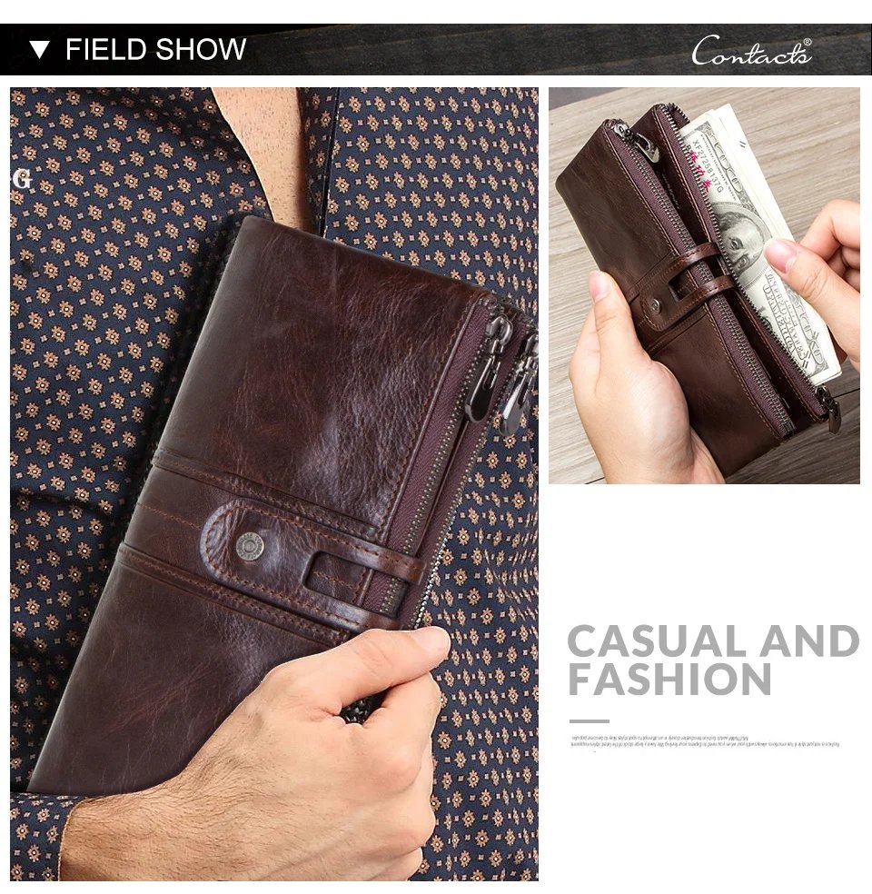 Genuine Leather Wallets for Men Long Casual Bifold Men Clutch Wallet Card Holder Coin Purse Money Clip Women's Wallets Genuine Leather Wallets for Men Long Casual Bifold Men Clutch Wallet Card Holder Coin Purse Money Clip Women's Wallets