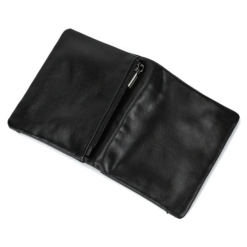 Leather Men&lsquo;s Short Wallet Hasp Genuine Leather Unisex Zipper Coin Clutch Purse Cowhide Card Holder Trifold Man wallets