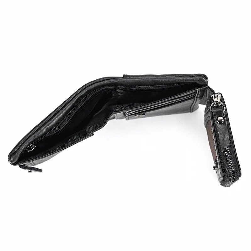 Leather Men&lsquo;s Short Wallet Hasp Genuine Leather Unisex Zipper Coin Clutch Purse Cowhide Card Holder Trifold Man wallets