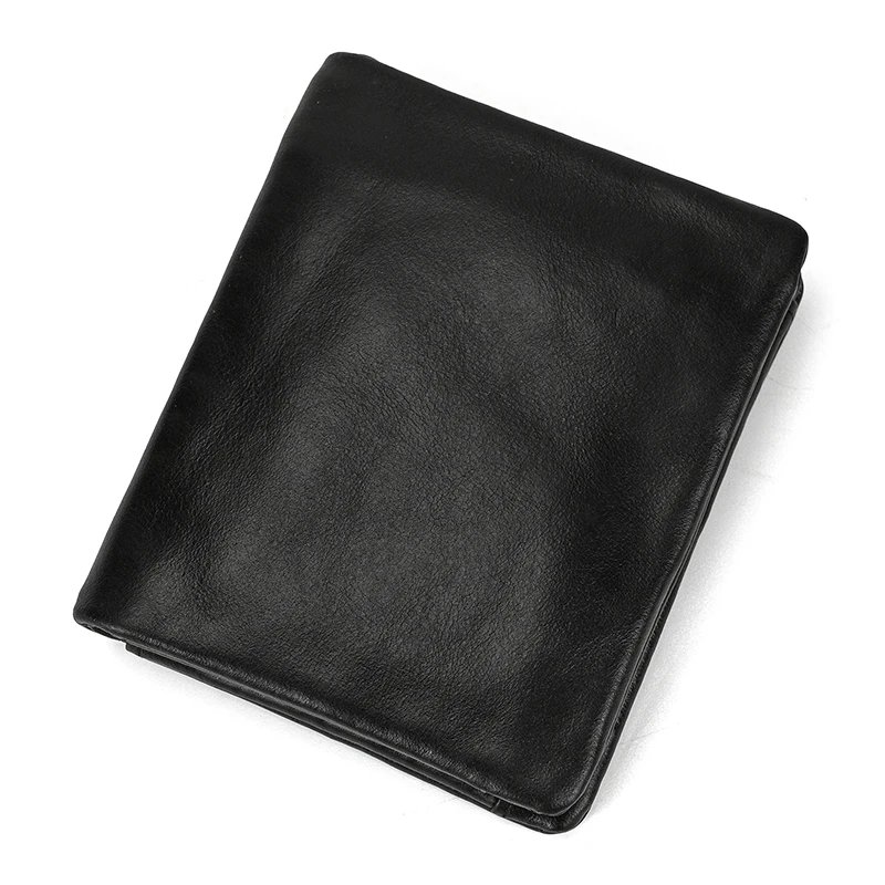 Leather Men&lsquo;s Short Wallet Hasp Genuine Leather Unisex Zipper Coin Clutch Purse Cowhide Card Holder Trifold Man wallets