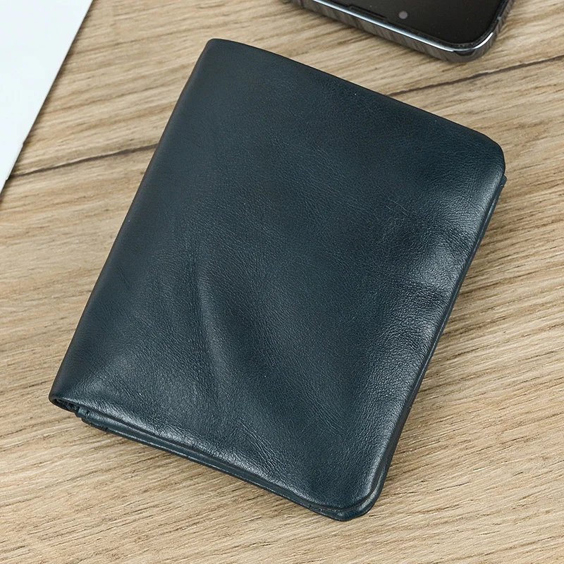 Leather Men&lsquo;s Short Wallet Hasp Genuine Leather Unisex Zipper Coin Clutch Purse Cowhide Card Holder Trifold Man wallets