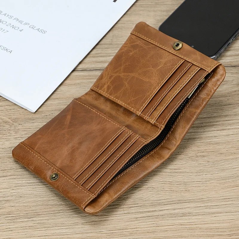 Leather Men&lsquo;s Short Wallet Hasp Genuine Leather Unisex Zipper Coin Clutch Purse Cowhide Card Holder Trifold Man wallets