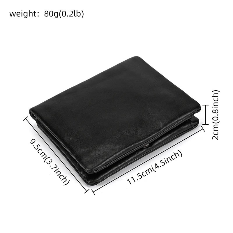 Leather Men&lsquo;s Short Wallet Hasp Genuine Leather Unisex Zipper Coin Clutch Purse Cowhide Card Holder Trifold Man wallets