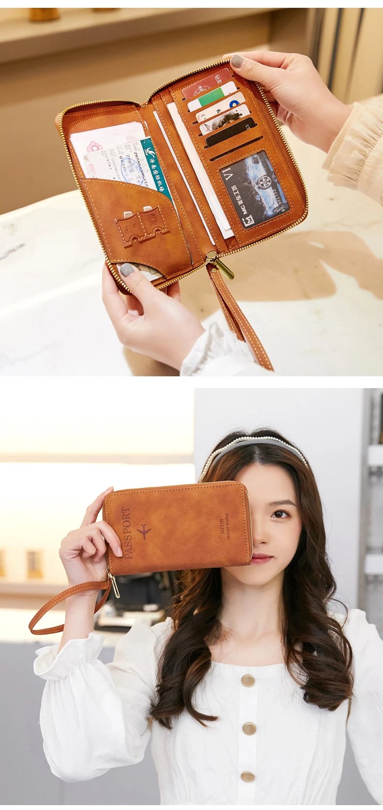 New Multifunctional Passport Cover Card Holder, Mobile Phone Travel Passport Wallet, Pu Leather RFID Blocking Passport Holder