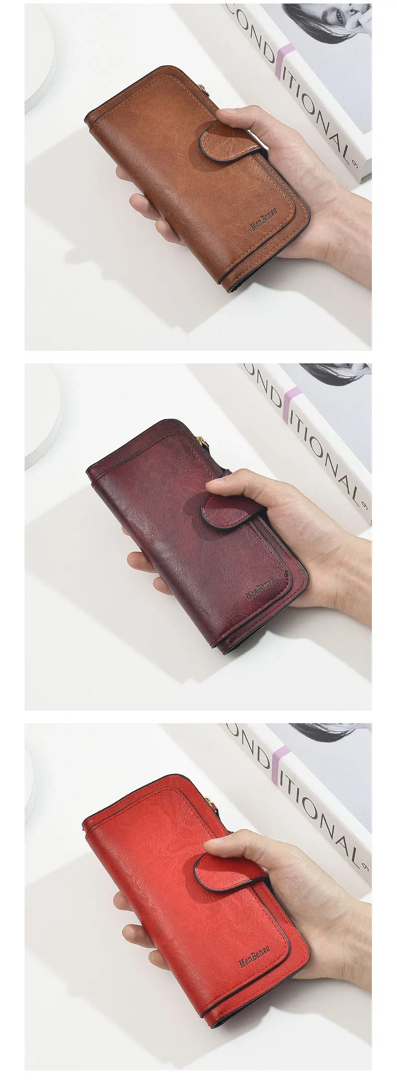 Women's Wallet Made of Leather Wallets Three Fold VINTAGE Womens Purses Mobile Phone Purse Female Coin Purse Carteira Feminina