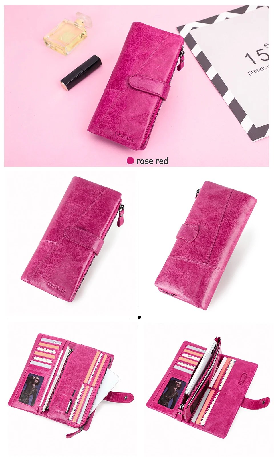 Genuine Leather Woman wallet Long Fashion Women's Purses Card Holders Female Bag Zip Coin Purses Women's Wallets